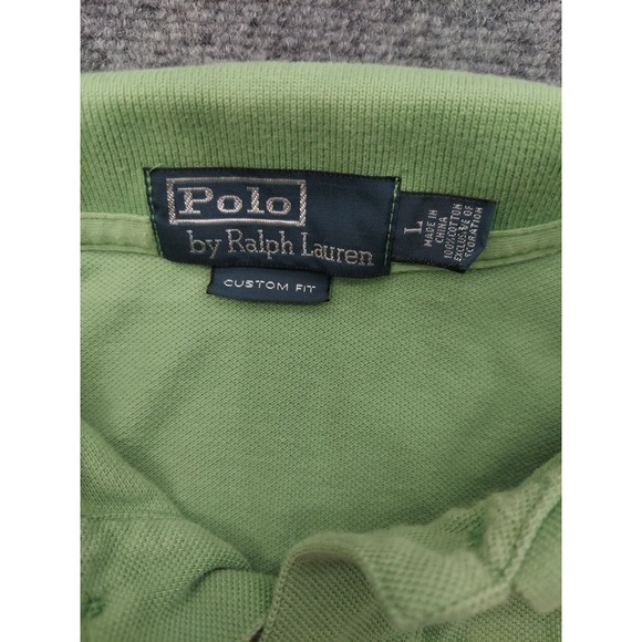 Vtg Polo Ralph Lauren Shirt Mens Large Green Blue Pique Pony golf Lot of 2 - Picture 5 of 16